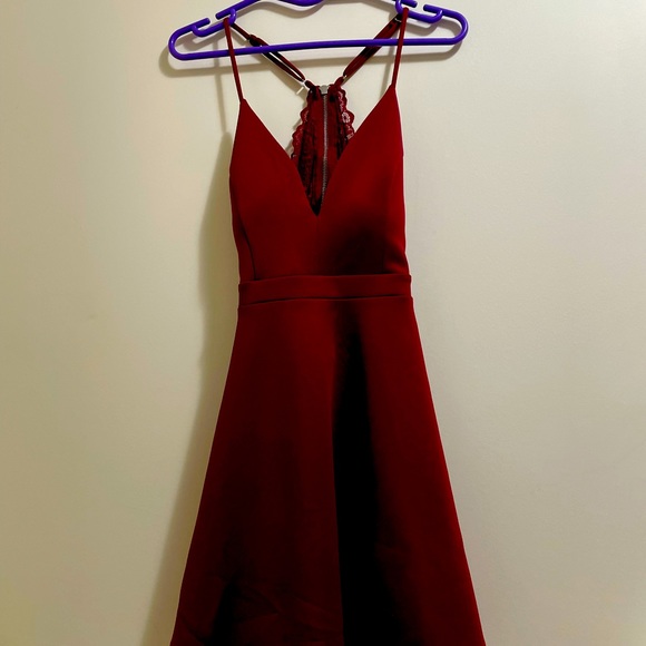 Revamped Dresses & Skirts - Maroon red party dress for women